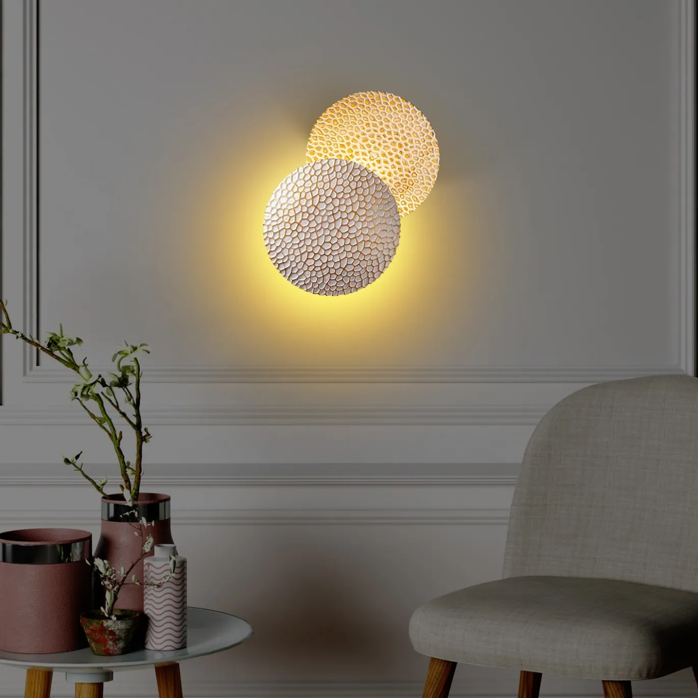 Wandlamp Yosma Cell Wit/Goud