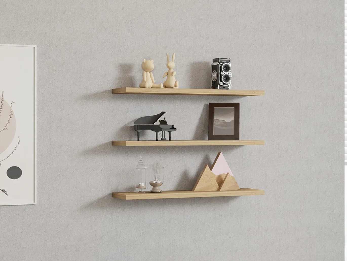Wandplank Boss Naturel Set van 3