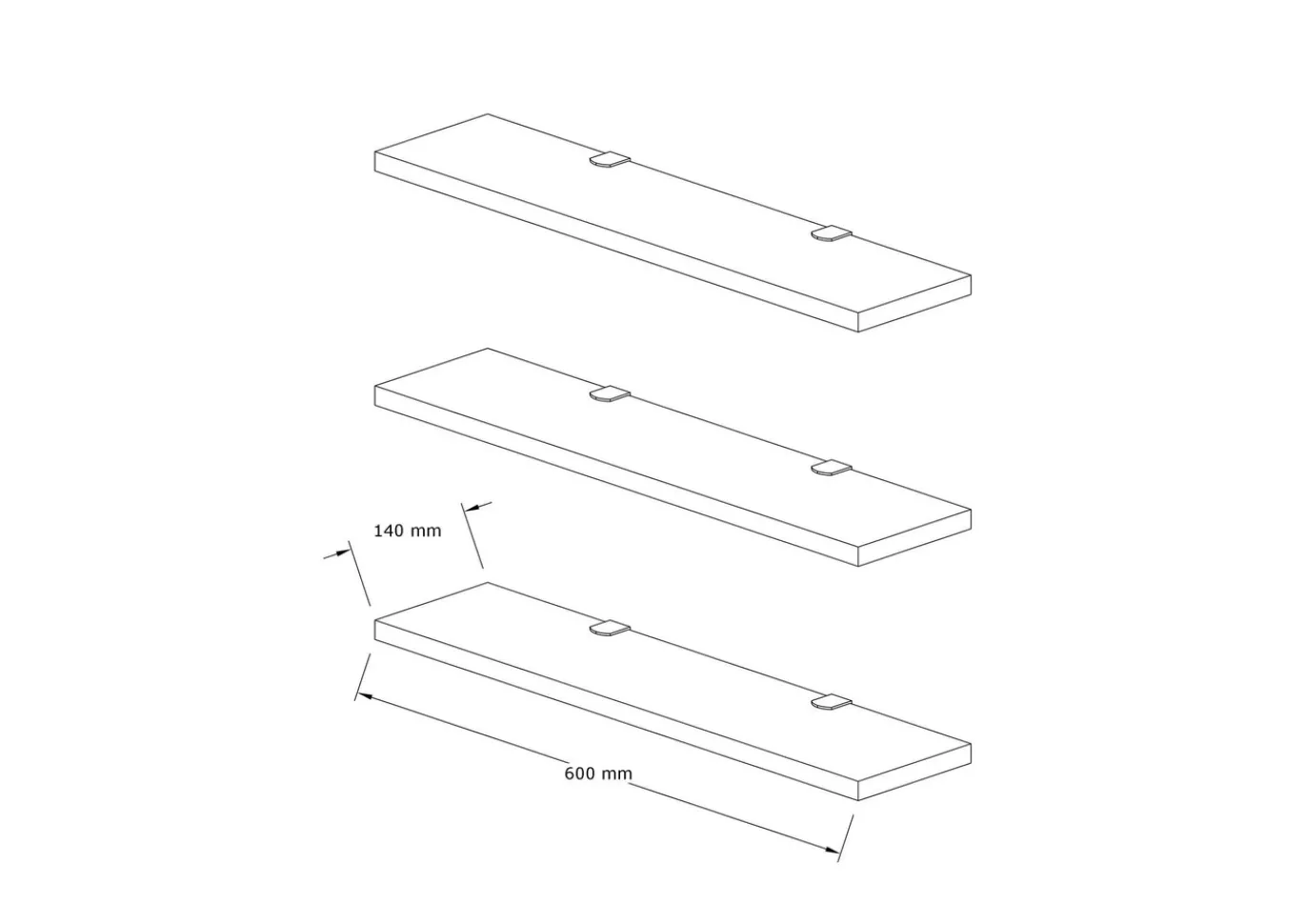 Wandplank Boss Naturel Set van 3