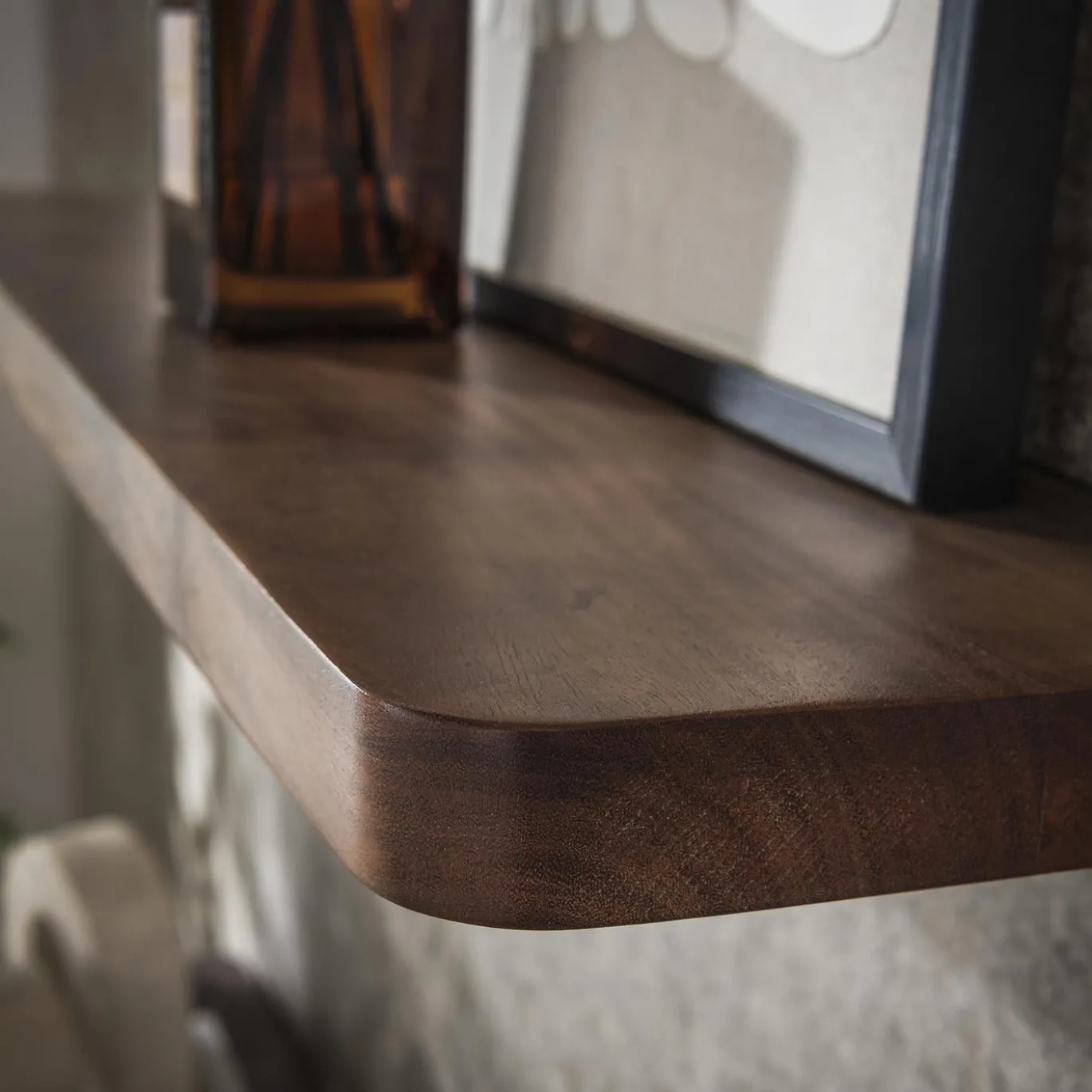 Wandplank Carve 120cm Massief Acacia Bruin - Giga Meubel
