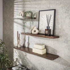 Wandplank Carve 120cm Massief Acacia Bruin - Giga Meubel