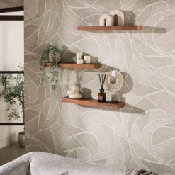 Wandplank Carve 60cm Set van 3 Acacia Bruin - Giga Meubel