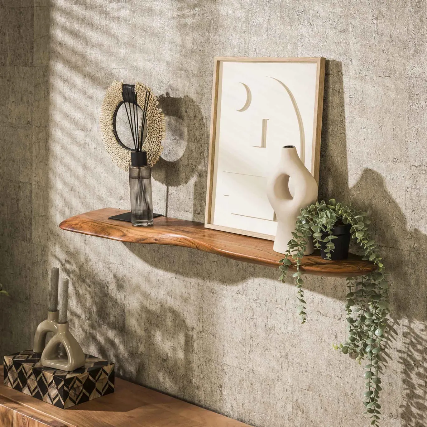 Wandplank Organic Acaciahout Naturel 120cm - Giga Meubel