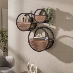 Wandschap Circular 1 lade Ø30cm Acacia Bruin - Giga Meubel