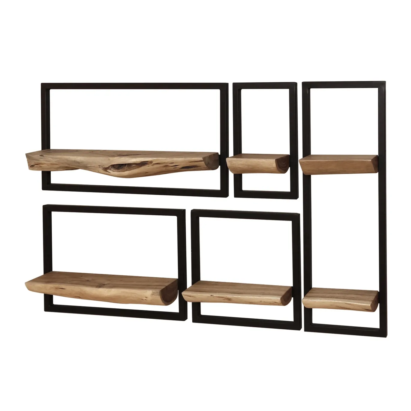 Wandschap Edge Acaciahout Naturel Set van 5 - Giga Meubel
