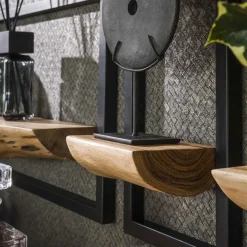 Wandschap Edge Acaciahout Naturel Set van 5 - Giga Meubel
