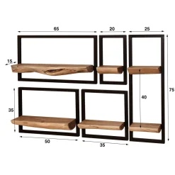 Wandschap Edge Acaciahout Naturel Set van 5 - Giga Meubel