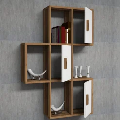 Wandschap Flora Walnoot/Wit