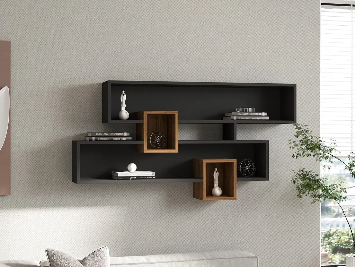 Wandschap Karen Antraciet/Walnoot 120cm
