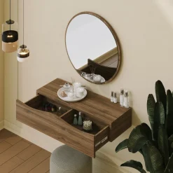 Wandspiegel + Wandschap Princesse Walnoot