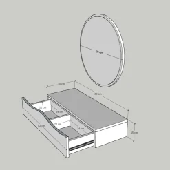 Wandspiegel + Wandschap Princesse Walnoot
