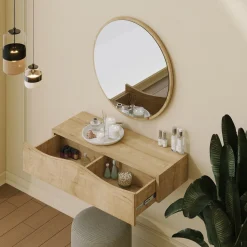 Wandspiegel + Wandschap Princesse Naturel