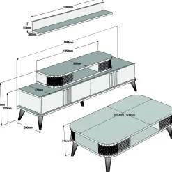 Woonkamer Meubel Set Ely Melamine Crème