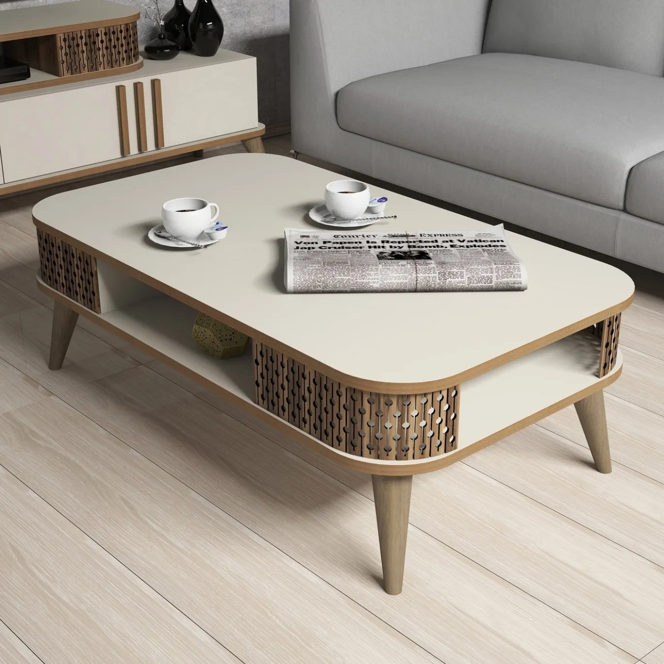 Woonkamer Meubel Set Ely Melamine Crème