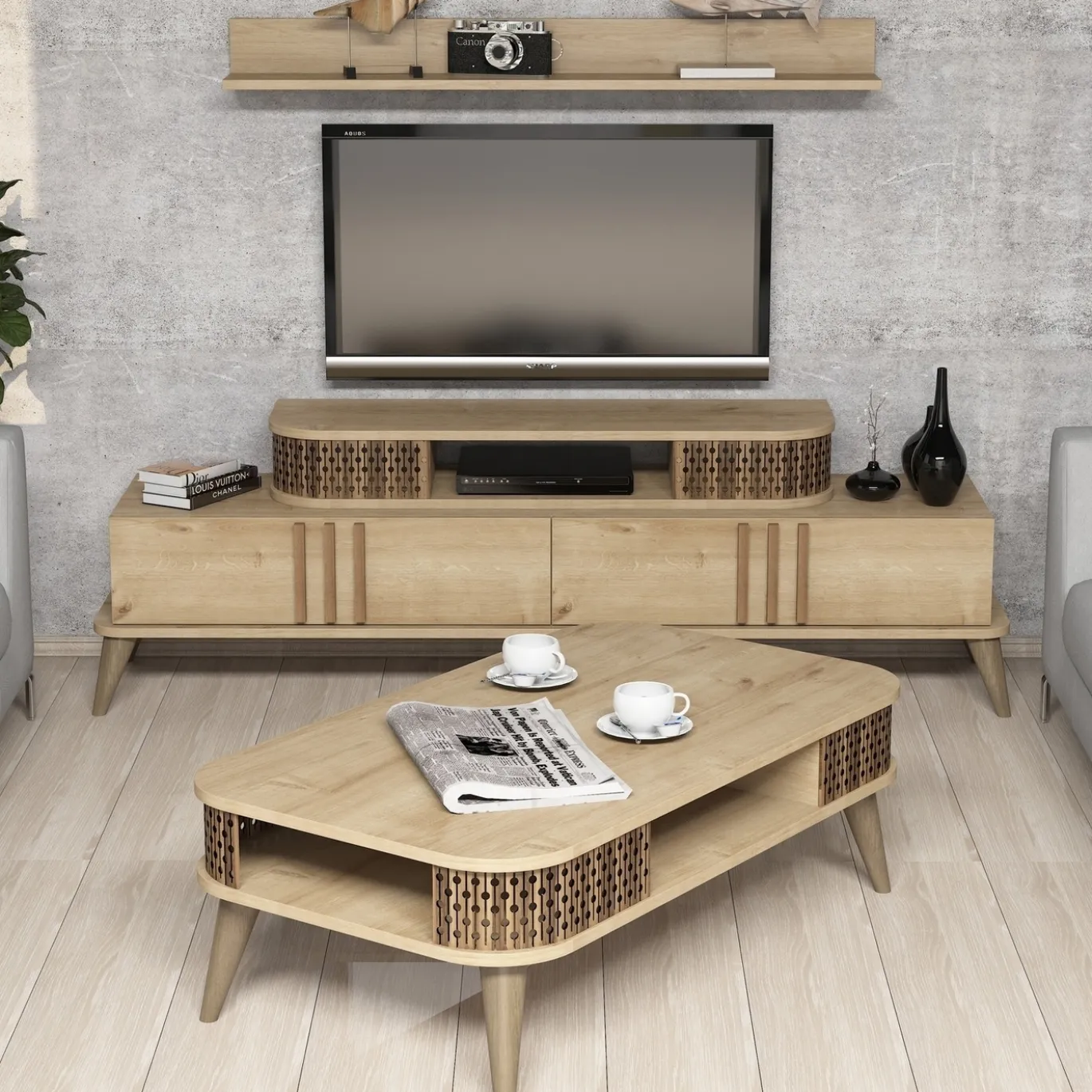Woonkamer Meubel Set Ely Melamine Eiken
