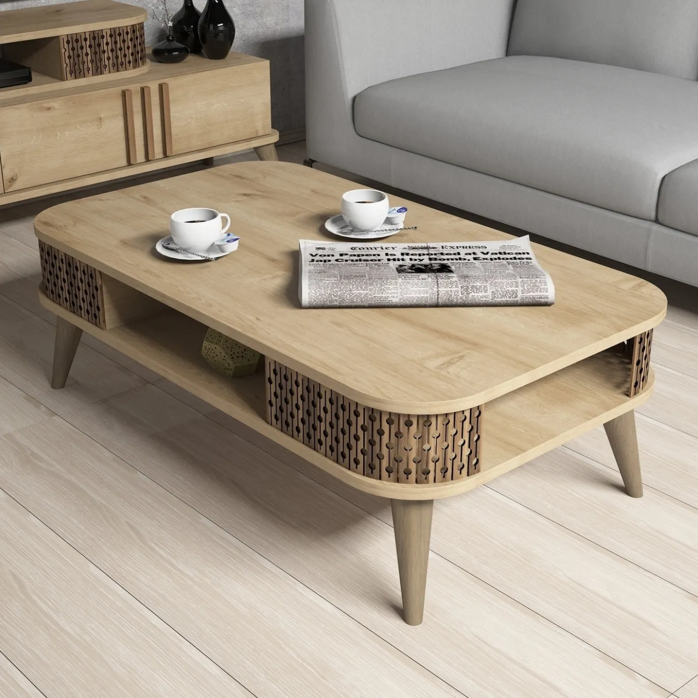 Woonkamer Meubel Set Ely Melamine Eiken