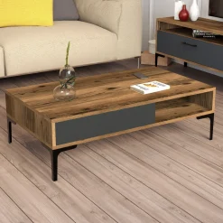 Woonkamermeubelset Istanbul Melamine Walnoot Antraciet