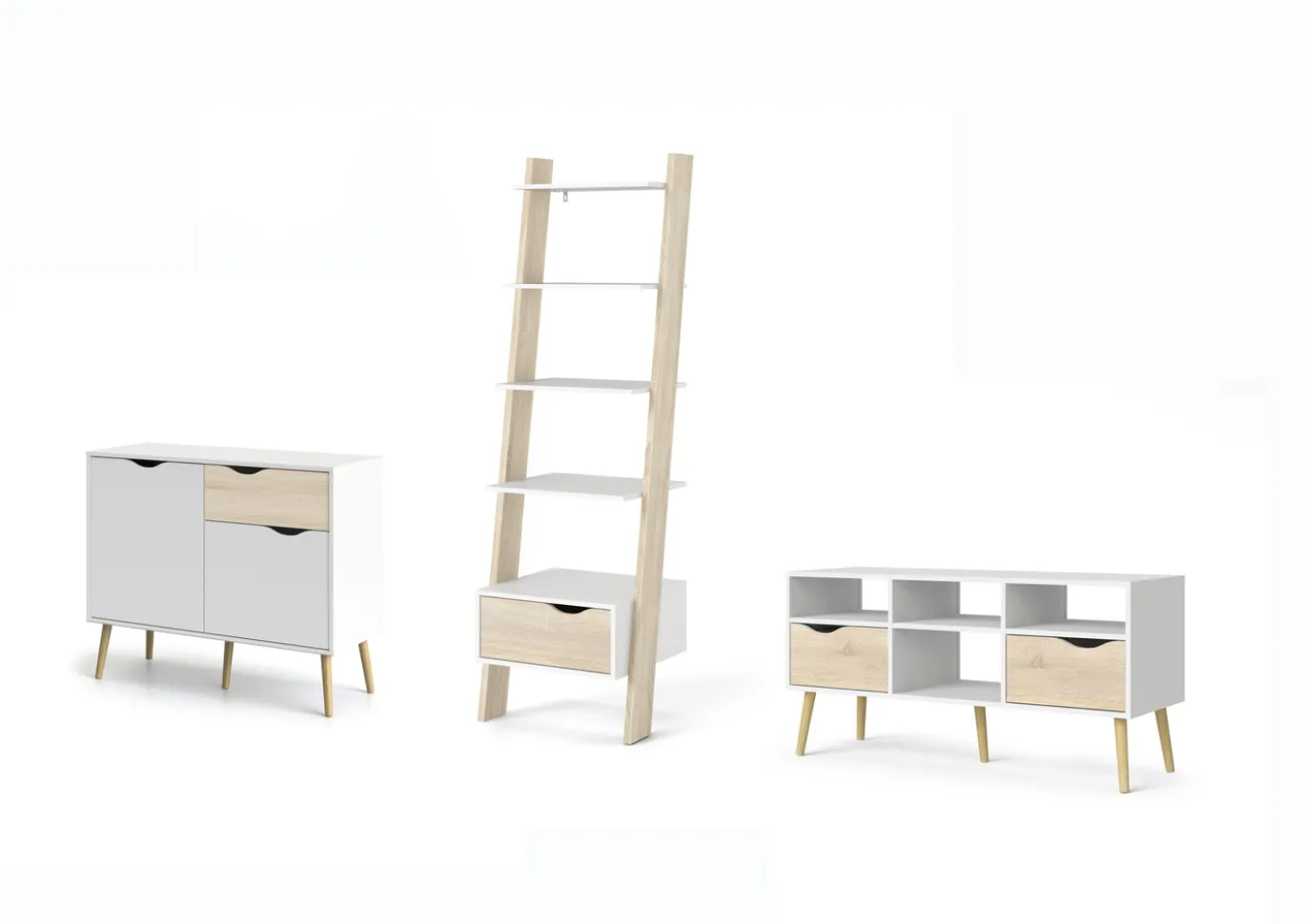 Woonkamerset Oslo Combi Wit/Eikenlook - Giga Living