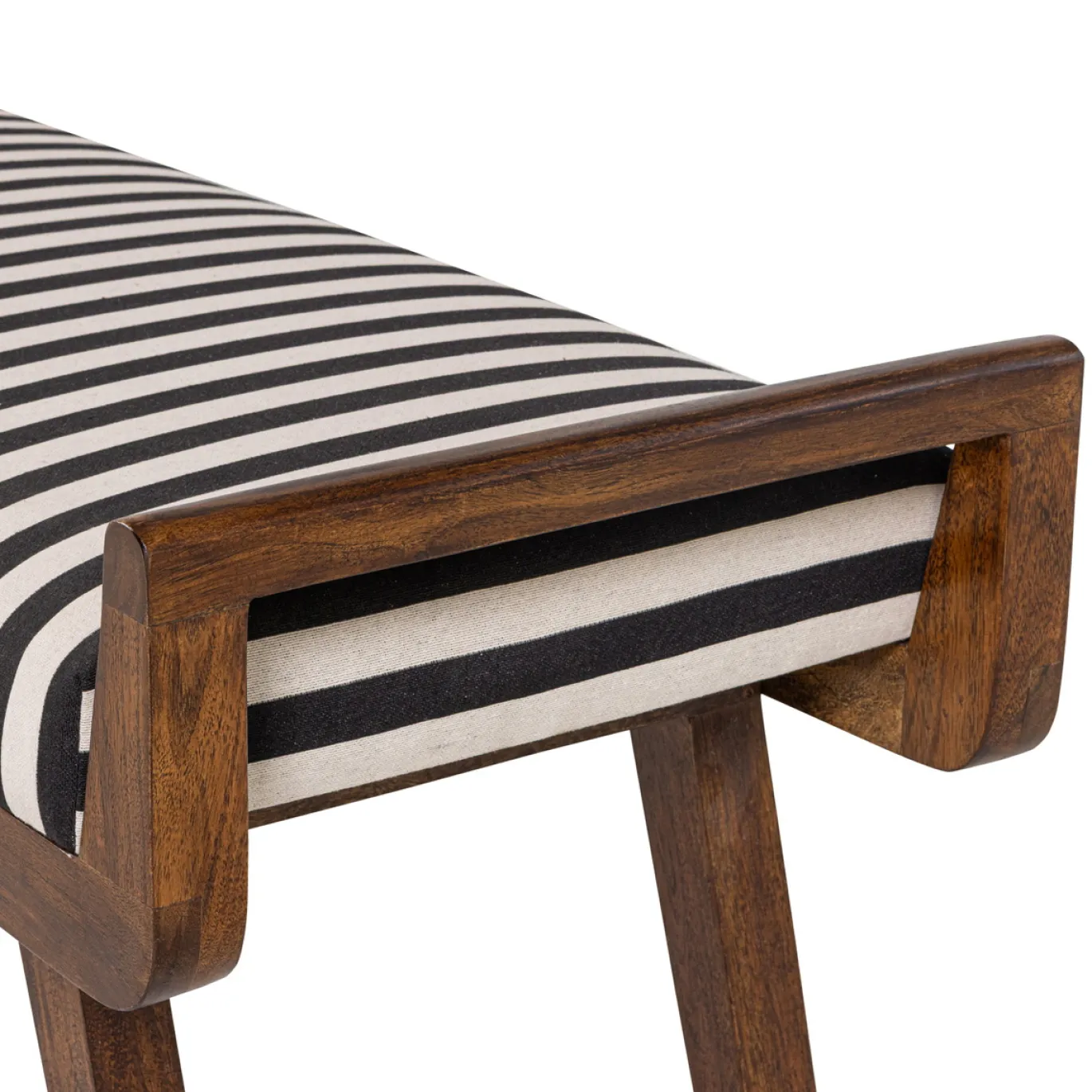 Woood Bankje Valo Hout Bruin Met Streepstof Zwart/wit