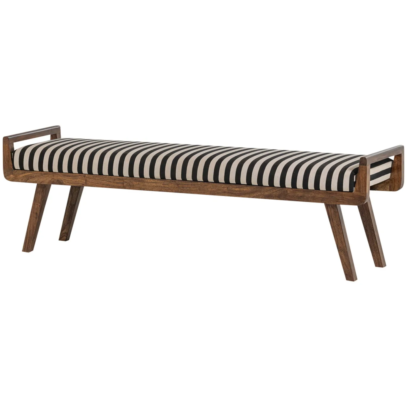 Woood Bankje Valo Hout Bruin Met Streepstof Zwart/wit