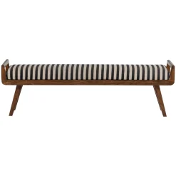 Woood Bankje Valo Hout Bruin Met Streepstof Zwart/wit