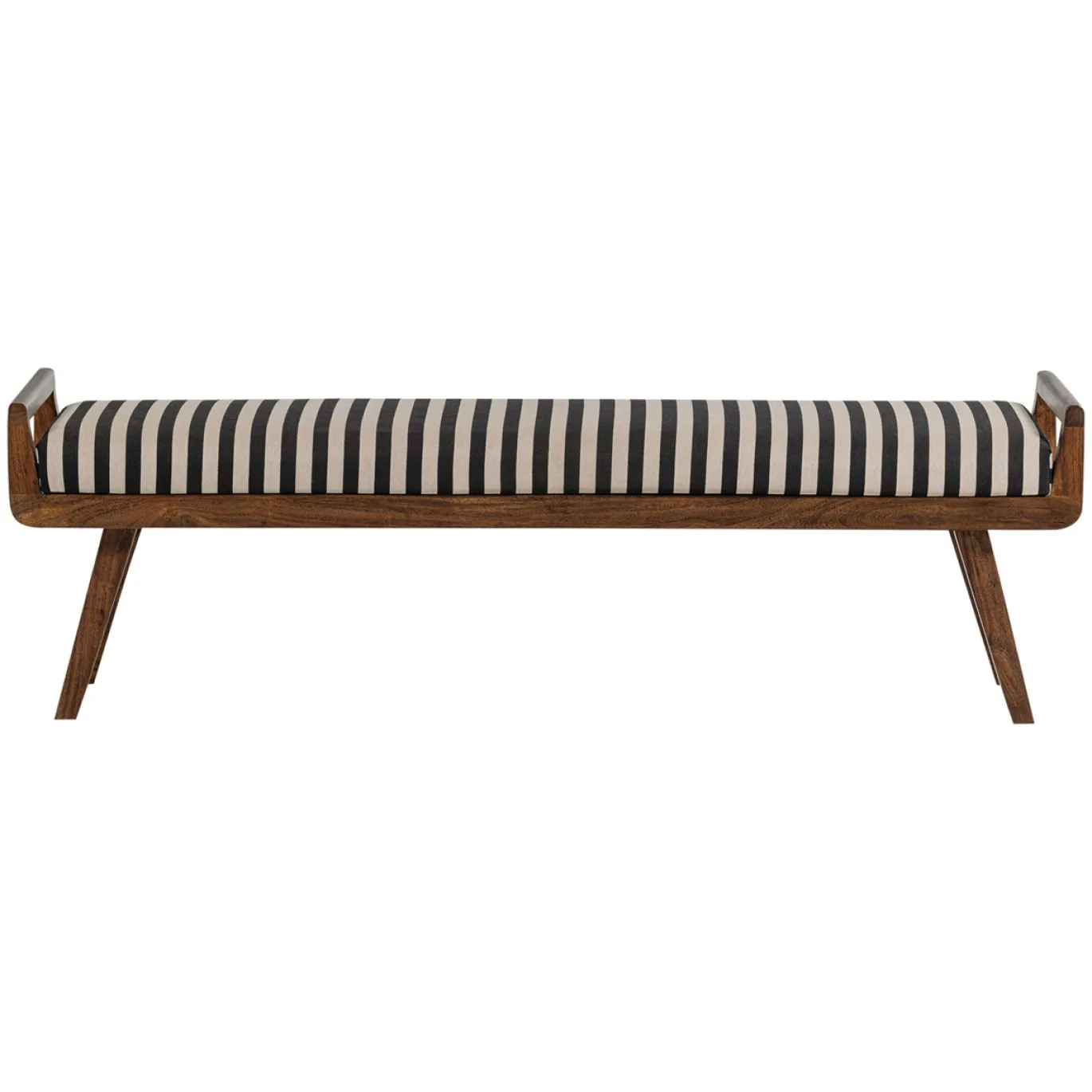Woood Bankje Valo Hout Bruin Met Streepstof Zwart/wit