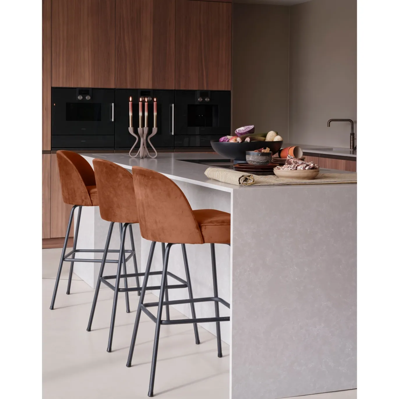 Woood Barstoel Vogue 80cm Fluweel Roest