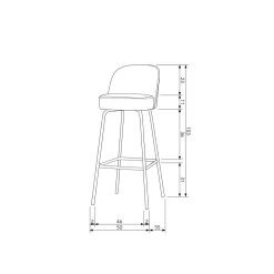 Woood Barstoel Vogue 80cm Fluweel Roest