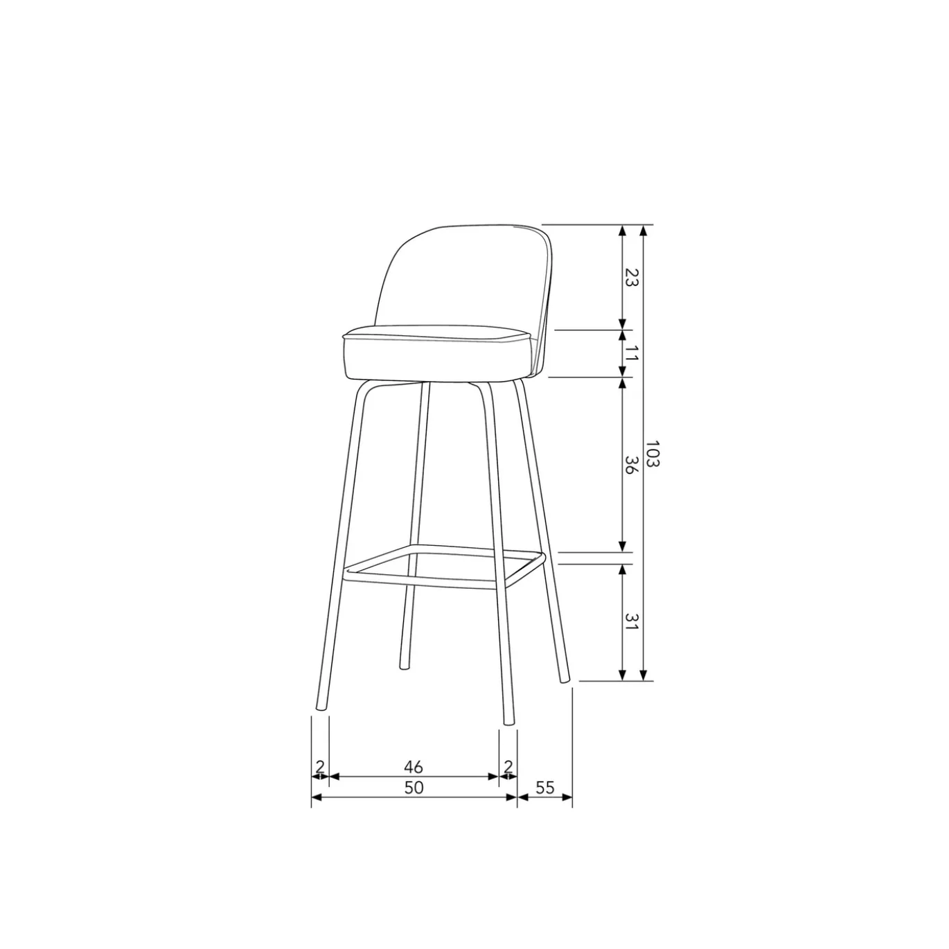 Woood Barstoel Vogue 80cm Geweven Stof Zand