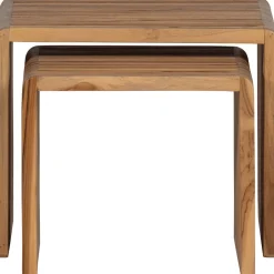 Woood Bijzettafel Jasmijn Recycled Teak Naturel - Set Van 2