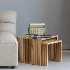 Woood Bijzettafel Jasmijn Recycled Teak Naturel - Set Van 2
