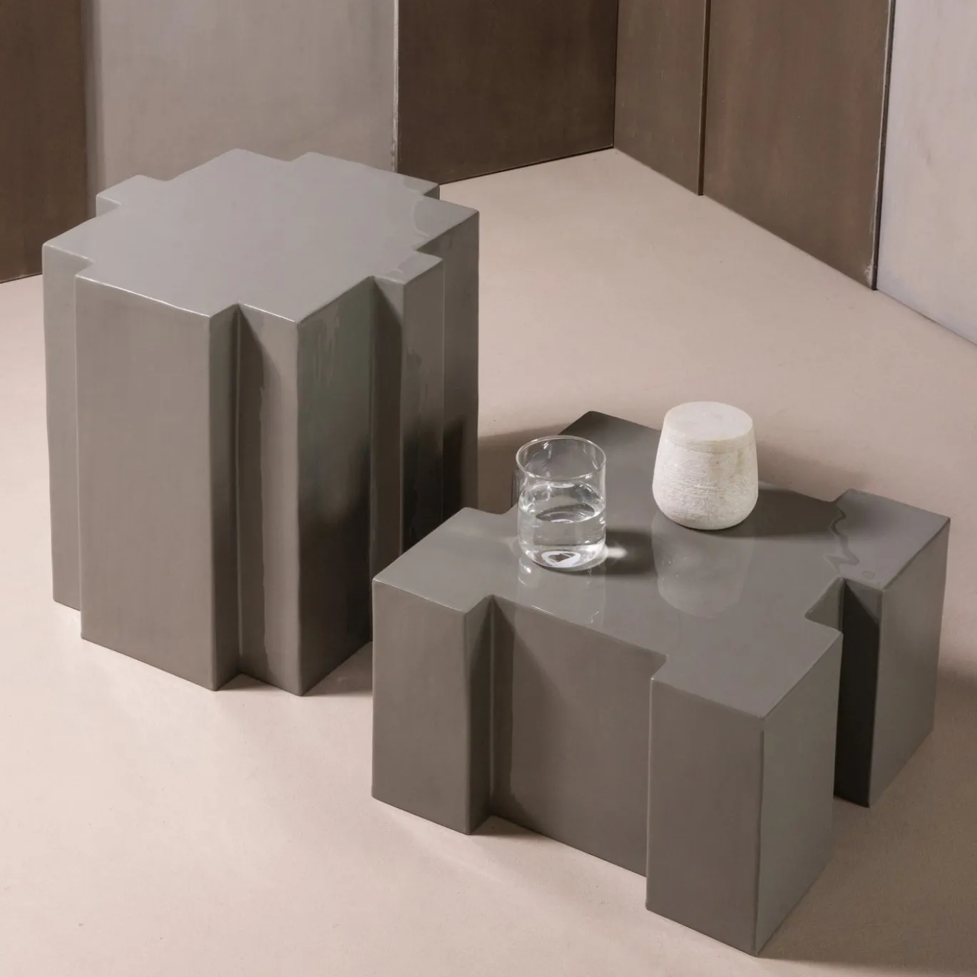 Woood Bijzettafel Jasmin Metaal Grijs Set Van 2