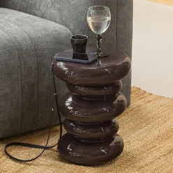 Woood Bijzettafel Kivo Metaal Hoogglans Donkerbruin