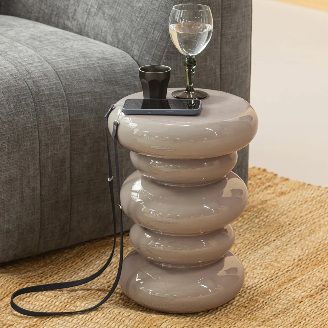 Woood Bijzettafel Kivo Metaal Hoogglans Zand