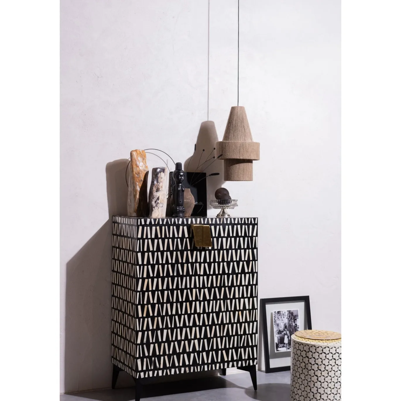 Woood Bijzettafel Neva Wit/Zwart