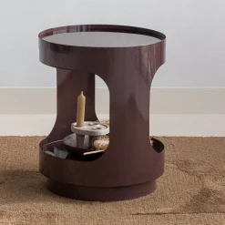 Woood Bijzettafel Sero Metaal Glas Bruin