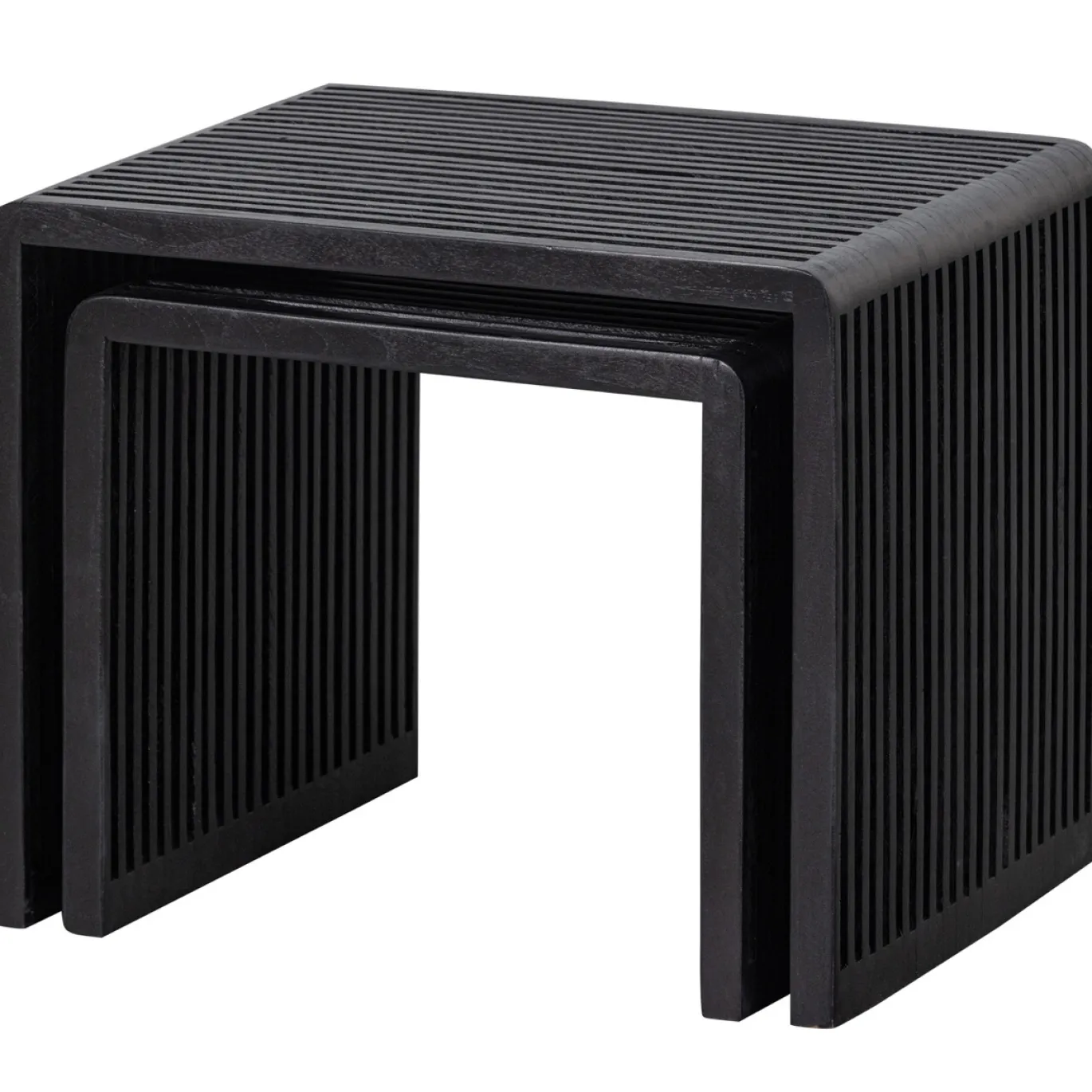 Woood Bijzettafel Willa Recycled Teak Zwart Set van 2