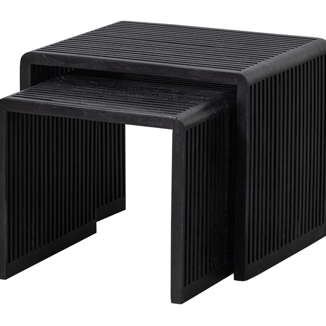 Woood Bijzettafel Willa Recycled Teak Zwart Set van 2