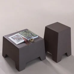 Woood Bijzettafel Zina Hoog Cement Bruin