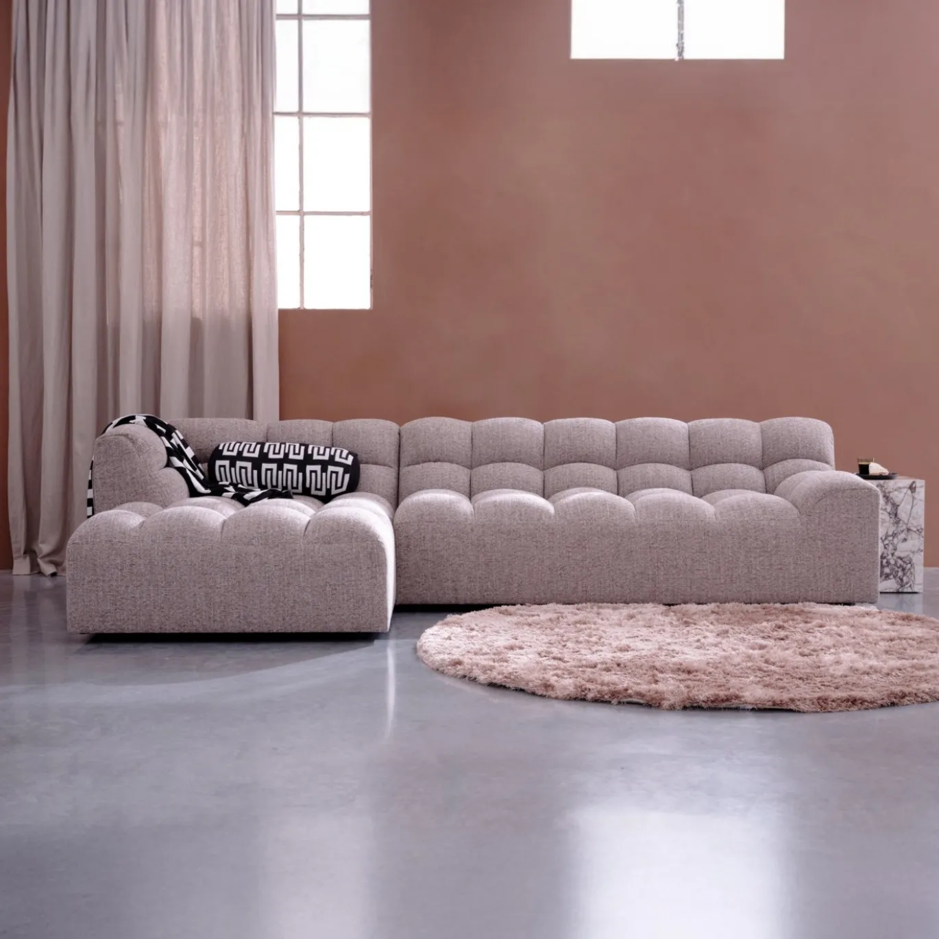 Woood Chaise Longue Allure Links Geweven Stof Bruin Melange