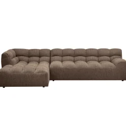 Woood Chaise Longue Allure Links Geweven Stof Donkerbruin Melange