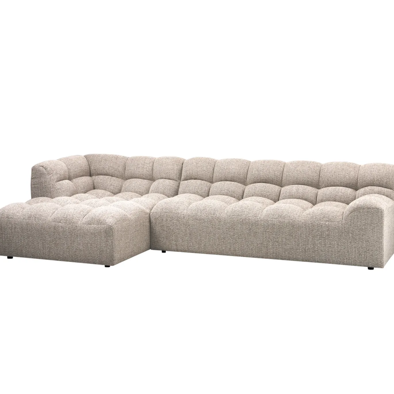 Woood Chaise Longue Allure Links Geweven Stof Naturel Melange