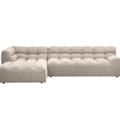 Woood Chaise Longue Allure Links Geweven Stof Naturel Melange
