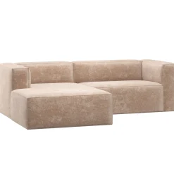 Woood Chaise Longue Bank Bean Links Chenille Velvet Naturel