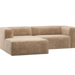 Woood Chaise Longue Bank Bean Links Chenille Velvet Perzikroze