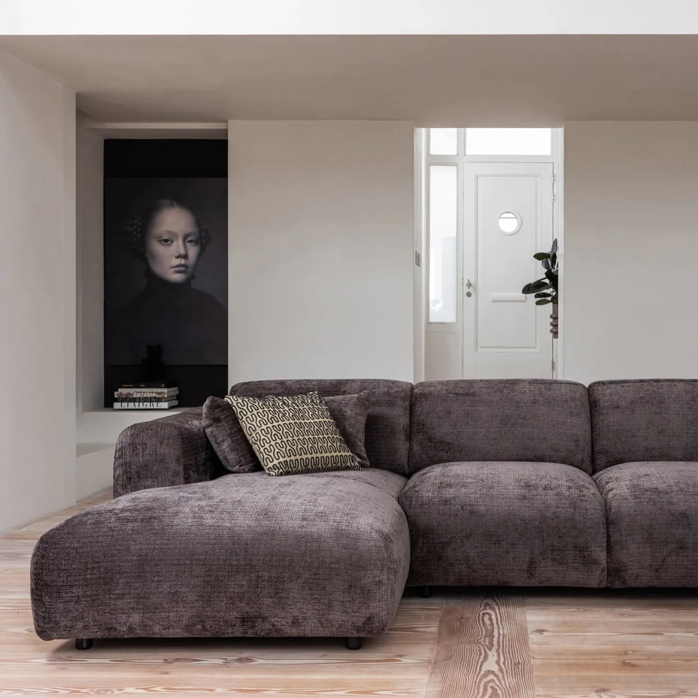 Woood Chaise Longue Bank Cloud Links Chenille Warmbruin