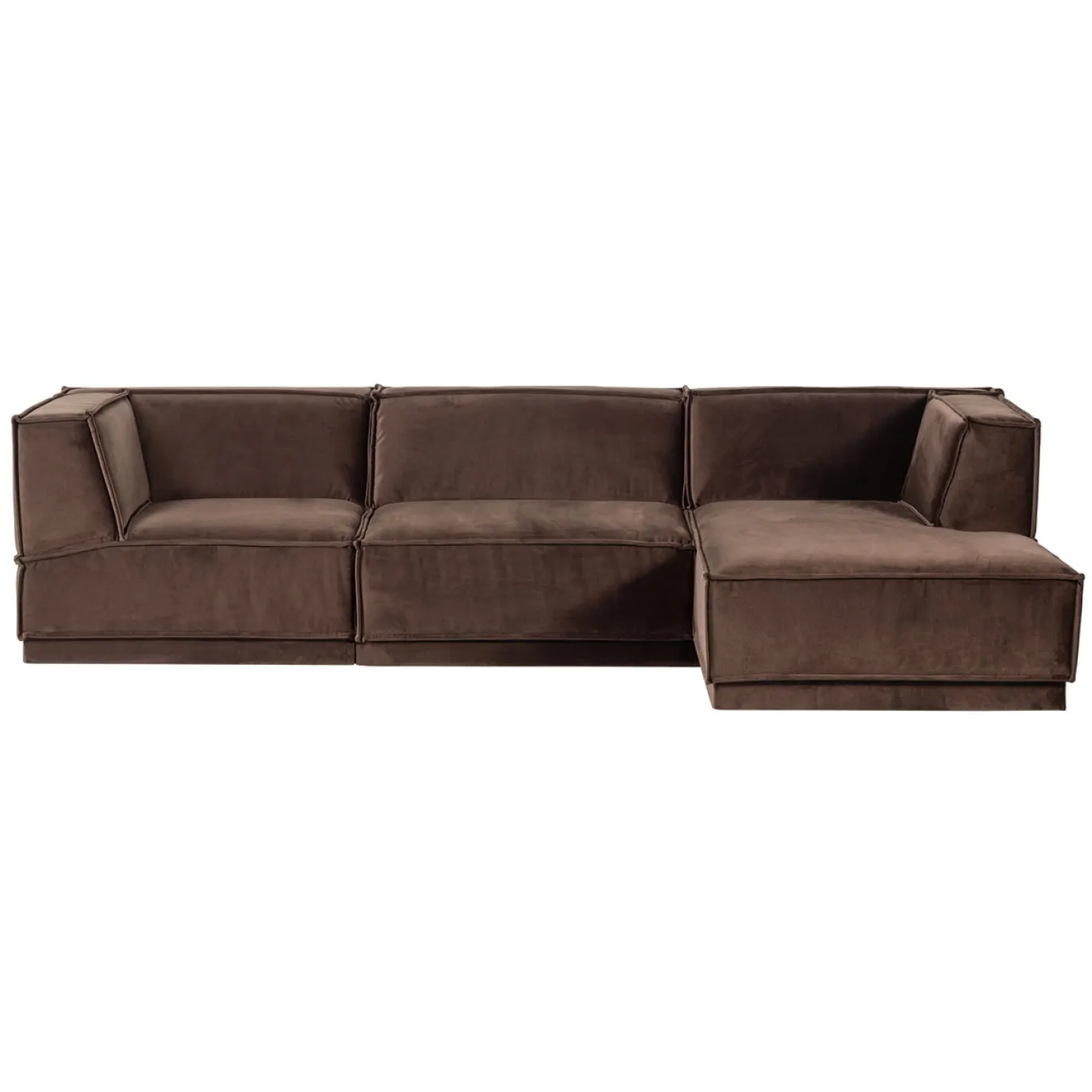 Woood Chaise Longue Bank Manu Rechts Velvet Bruin