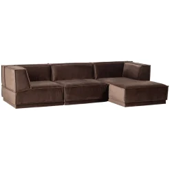 Woood Chaise Longue Bank Manu Rechts Velvet Bruin