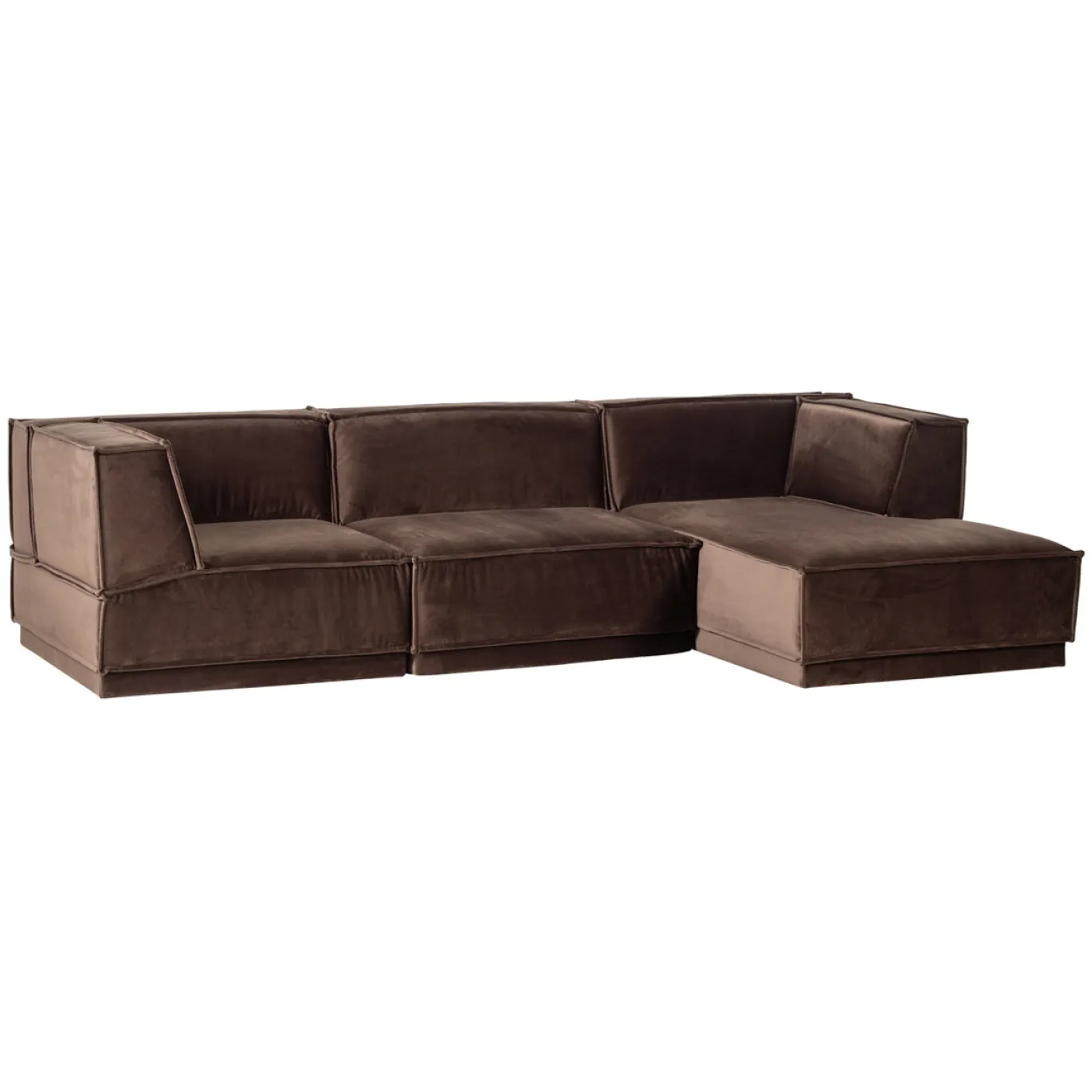 Woood Chaise Longue Bank Manu Rechts Velvet Bruin