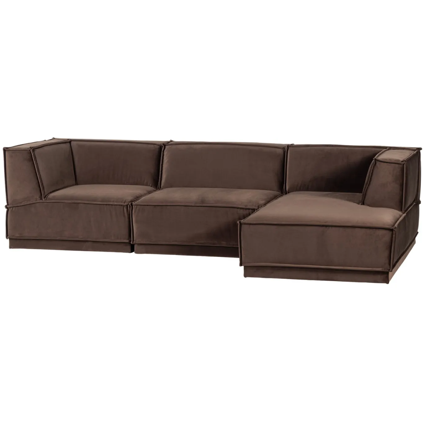 Woood Chaise Longue Bank Manu Rechts Velvet Bruin